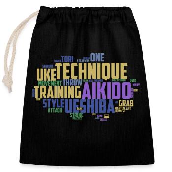 Japanische Kampfkunst Aikido Begriffe Wordcloud - Verschließbarer Geschenkbeutel aus Baumwolle (25x30cm) - Schwarz - Vorne