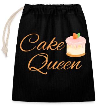 Cake Queen - Verschließbarer Geschenkbeutel aus Baumwolle (25x30cm) - Schwarz - Vorne
