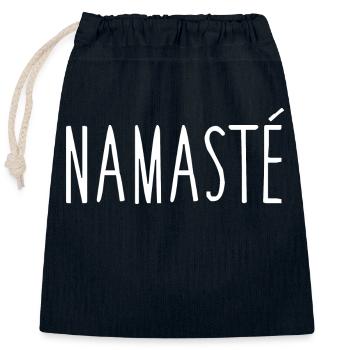 Yoga Geschenk für Yogis Meditation Geschenkidee Om - Verschließbarer Geschenkbeutel aus Baumwolle (25x30cm) - Navy - Vorne