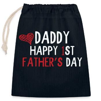Daddy Happy 1st Fathers Day - Verschließbarer Geschenkbeutel aus Baumwolle (25x30cm) - Navy - Vorne