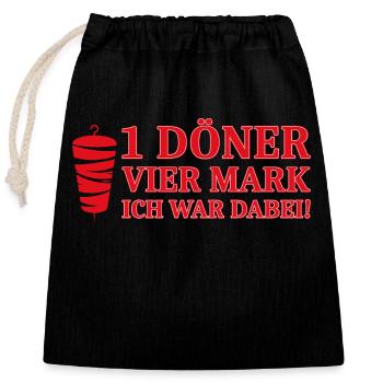 1 Döner 4 Mark - Verschließbarer Geschenkbeutel aus Baumwolle (25x30cm) - Schwarz - Vorne