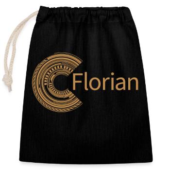 For Florian - Closable cotton gift bag (25x30cm) - black - Front