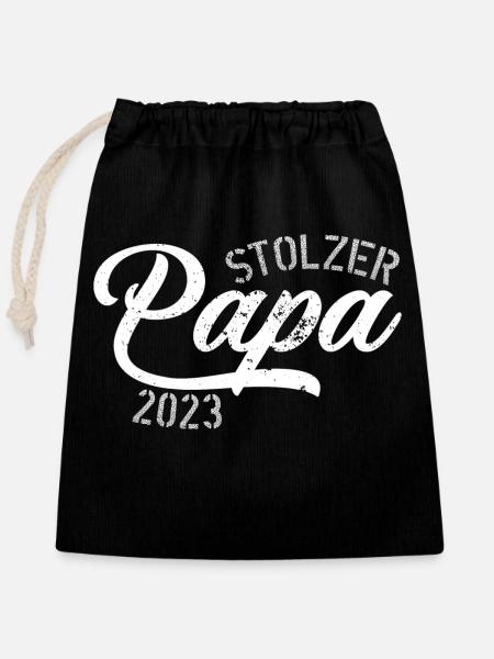 Stolzer Papa 2023 - Verschließbarer Geschenkbeutel aus Baumwolle (25x30cm) - Schwarz