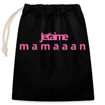 je t'aime maman - Sac cadeau en coton avec cordon (25 x 30 cm) - noir - Devant