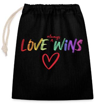 Love Always Wins - Verschließbarer Geschenkbeutel aus Baumwolle (25x30cm) - Schwarz - Vorne