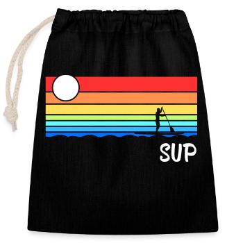 Stand Up Paddling Paddleboard Surfer SUP - Verschließbarer Geschenkbeutel aus Baumwolle (25x30cm) - Schwarz - Vorne