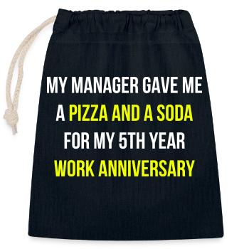 Anniversaire de travail Chef Pizza Disant anglais - Sac cadeau en coton avec cordon (25 x 30 cm) - bleu marine - Devant