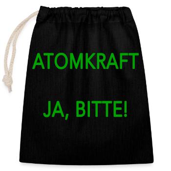 Atomkraft ja bitte - Verschließbarer Geschenkbeutel aus Baumwolle (25x30cm) - Schwarz - Vorne