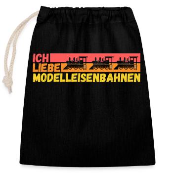 Dampflok Eisenbahner Zug Modelleisenbahn Eisenbahn - Verschließbarer Geschenkbeutel aus Baumwolle (25x30cm) - Schwarz - Vorne