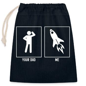Dein Vater - Ich - Rakete - Verschließbarer Geschenkbeutel aus Baumwolle (25x30cm) - Navy - Vorne
