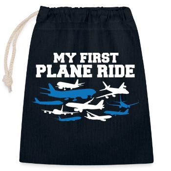 Voyage de vacances en solo Mon premier avion - Sac cadeau en coton avec cordon (25 x 30 cm) - bleu marine - Devant