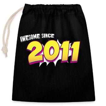 Rétro 12e anniversaire dans le style de bande dessinée Pop Art - Sac cadeau en coton avec cordon (25 x 30 cm) - noir - Devant