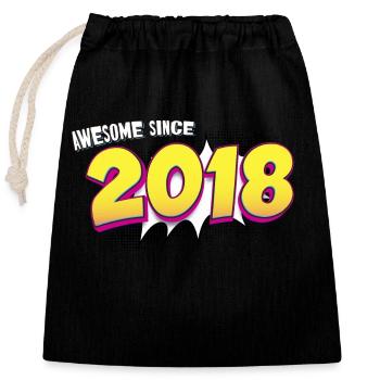 5e anniversaire rétro dans le style de bande dessinée Pop Art - Sac cadeau en coton avec cordon (25 x 30 cm) - noir - Devant