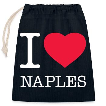 I LOVE NAPLES Neapel - Verschließbarer Geschenkbeutel aus Baumwolle (25x30cm) - Navy - Vorne