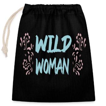 Femme sauvage - Sac cadeau en coton avec cordon (25 x 30 cm) - noir - Devant