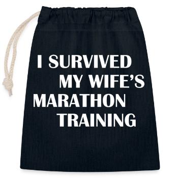 Marathon Running Jogging - Closable cotton gift bag (25x30cm) - navy - Front