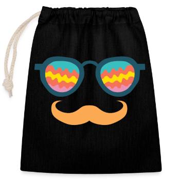 lunette de soleil fun moustache hipster fete - Sac cadeau en coton avec cordon (25 x 30 cm) - noir - Devant