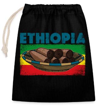 Fladenbrot Injera Teffmehl Äthiopien Afrika - Verschließbarer Geschenkbeutel aus Baumwolle (25x30cm) - Schwarz - Vorne