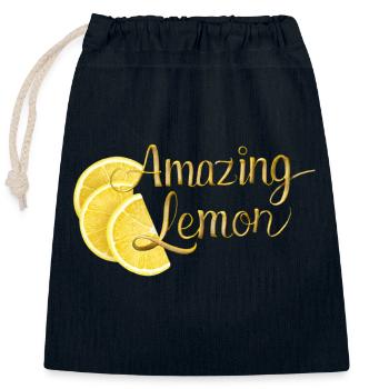 Amazing Lemon - Closable cotton gift bag (25x30cm) - navy - Front