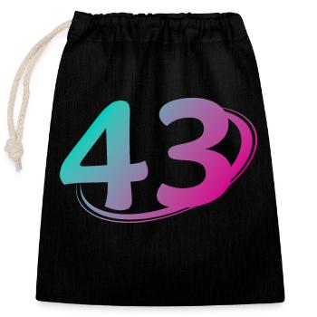 Number 43 multicolor - Closable cotton gift bag (25x30cm) - black - Front