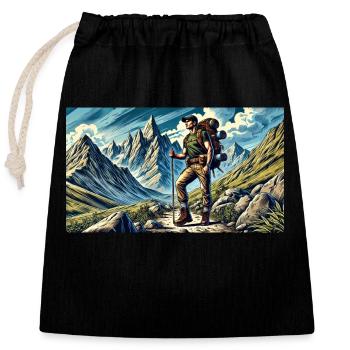Randonnée en montagne l - Sac cadeau en coton avec cordon (25 x 30 cm) - noir - Devant