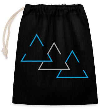 "Triangle geometric print" - Closable cotton gift bag (25x30cm) - black - Front