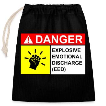 Woman Danger Sign - Closable cotton gift bag (25x30cm) - black - Front