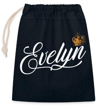 Evelyn Nom personnalisé pour femmes enfants bambins - - Sac cadeau en coton avec cordon (25 x 30 cm) - bleu marine - Devant