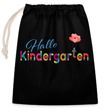 Hello Kindergarten - Closable cotton gift bag (25x30cm) - black - Front