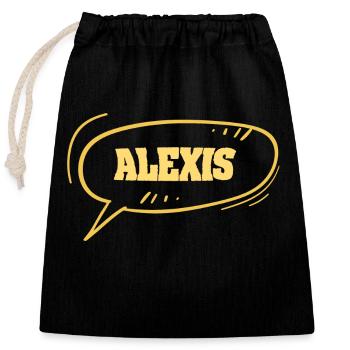 Vorname Alexis - Verschließbarer Geschenkbeutel aus Baumwolle (25x30cm) - Schwarz - Vorne