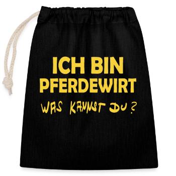 Profession : Gardien de chevaux - Sac cadeau en coton avec cordon (25 x 30 cm) - noir - Devant