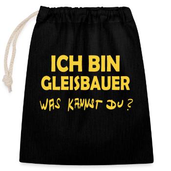 Occupation: Track Builder - Closable cotton gift bag (25x30cm) - black - Front