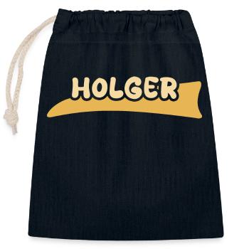 Geschenk für Holger - Verschließbarer Geschenkbeutel aus Baumwolle (25x30cm) - Navy - Vorne