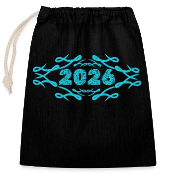 2026 - Sac cadeau en coton avec cordon (25 x 30 cm) - noir - Devant