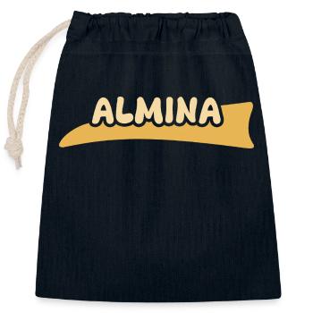 Almina als Vorname - Verschließbarer Geschenkbeutel aus Baumwolle (25x30cm) - Navy - Vorne