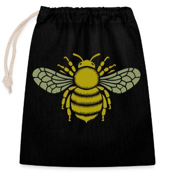 abeille - Sac cadeau en coton avec cordon (25 x 30 cm) - noir - Devant