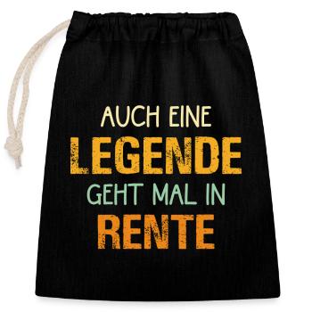 Auch eine Legende geht mal in Rente retro  - Verschließbarer Geschenkbeutel aus Baumwolle (25x30cm) - Schwarz - Vorne