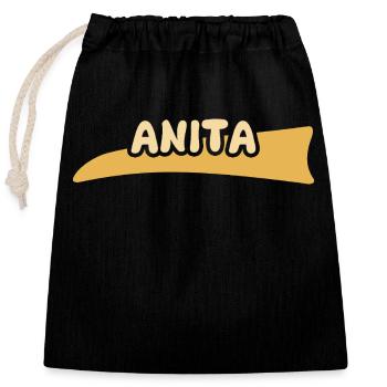 Anita als Vorname - Verschließbarer Geschenkbeutel aus Baumwolle (25x30cm) - Schwarz - Vorne
