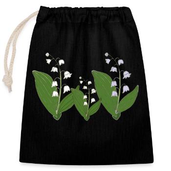 Muguet Paquet de trois - Sac cadeau en coton avec cordon (25 x 30 cm) - noir - Devant