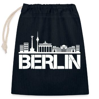 Horizon de Berlin - Sac cadeau en coton avec cordon (25 x 30 cm) - bleu marine - Devant