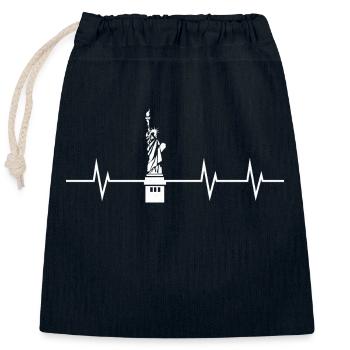 Heartbeat Liberty – My Heart Beats for Freedom - Closable cotton gift bag (25x30cm) - navy - Front