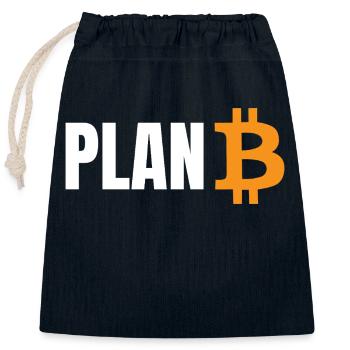 Bitcoin Plan B - Verschließbarer Geschenkbeutel aus Baumwolle (25x30cm) - Navy - Vorne