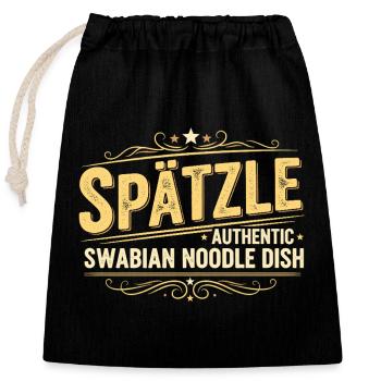 Spätzle, plat de nouilles souabe authentique, design - Sac cadeau en coton avec cordon (25 x 30 cm) - noir - Devant