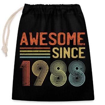 Retro Yearly Celebration Design - Closable cotton gift bag (25x30cm) - black - Front