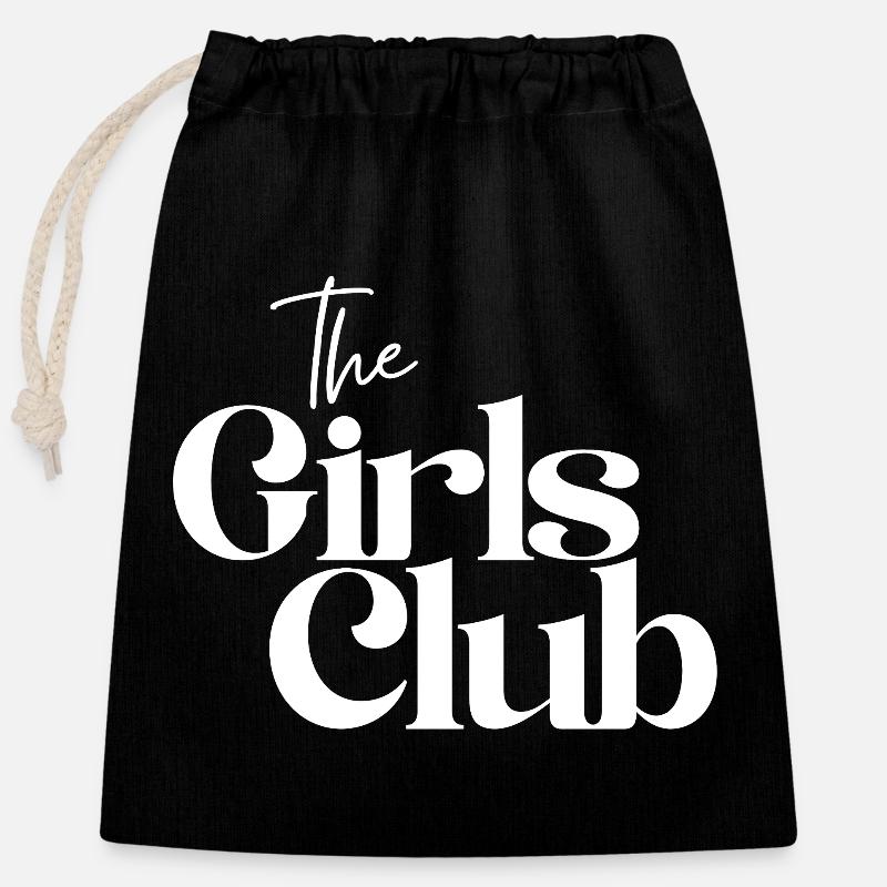 filles, soirée pyjama, girl power - Sac cadeau en coton avec cordon (25 x 30 cm) - noir
