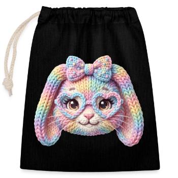 Hase Herzbrille Häschen Pastell Regenbogen Ostern - Verschließbarer Geschenkbeutel aus Baumwolle (25x30cm) - Schwarz - Vorne