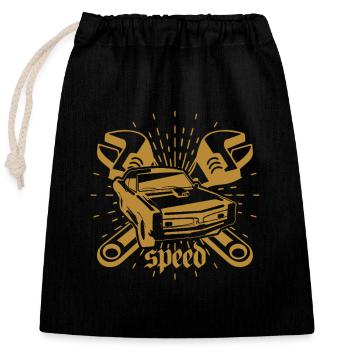 Workshop Speed Screwdriver Mechanic Power Art - Closable cotton gift bag (25x30cm) - black - Front