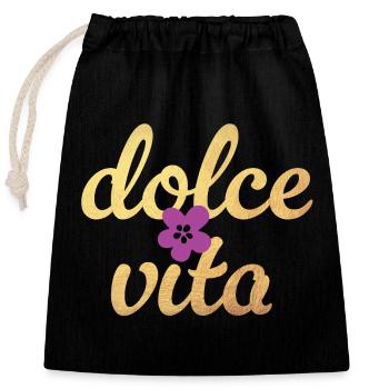 Citation de la fleur de luxe Dolce Vita Flower Blossom Gold - Sac cadeau en coton avec cordon (25 x 30 cm) - noir - Devant