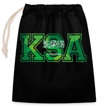 KSA Saudi-Arabien - Verschließbarer Geschenkbeutel aus Baumwolle (25x30cm) - Schwarz - Vorne