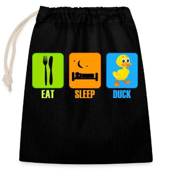 Duck Duck Eat Sleep Gift - Closable cotton gift bag (25x30cm) - black - Front